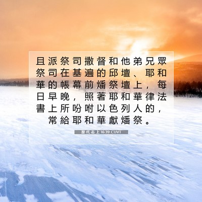 Picture 07 - 歷 代 志 上 16:39 CUVT - 且 派 祭 司 撒 督 和 他 弟 兄 眾 祭 - Bible Verse Picture