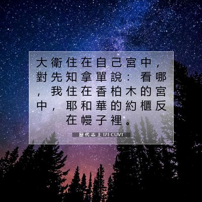 Picture 07 - 歷 代 志 上 17:1 CUVT - 大 衛 住 在 自 己 宮 中 ， 對 先 知 - Bible Verse Picture