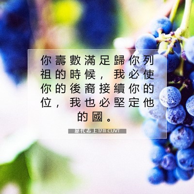 Picture 07 - 歷 代 志 上 17:11 CUVT - 你 壽 數 滿 足 歸 你 列 祖 的 時 候 - Bible Verse Picture