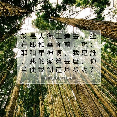 Picture 07 - 歷 代 志 上 17:16 CUVT - 於 是 大 衛 王 進 去 ， 坐 在 耶 和 - Bible Verse Picture