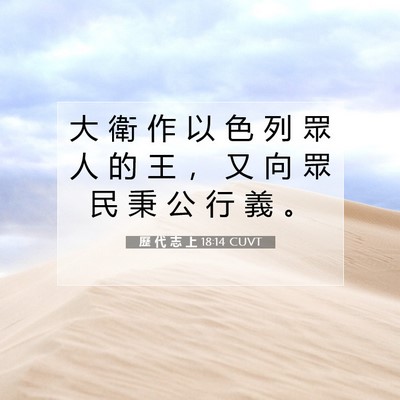 Picture 07 - 歷 代 志 上 18:14 CUVT - 大 衛 作 以 色 列 眾 人 的 王 ， 又 - Bible Verse Picture