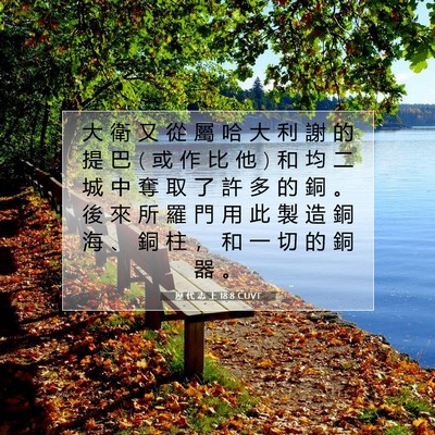 Picture 07 - 歷 代 志 上 18:8 CUVT - 大 衛 又 從 屬 哈 大 利 謝 的 提 巴 ( - Bible Verse Picture