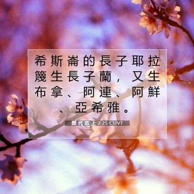 Picture 07 - 歷 代 志 上 2:25 CUVT - 希 斯 崙 的 長 子 耶 拉 篾 生 長 子 - Bible Verse Picture