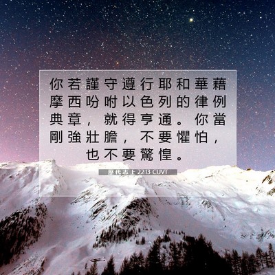 Picture 07 - 歷 代 志 上 22:13 CUVT - 你 若 謹 守 遵 行 耶 和 華 藉 摩 西 - Bible Verse Picture