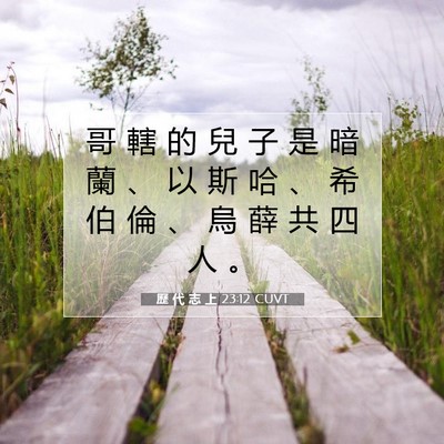 Picture 07 - 歷 代 志 上 23:12 CUVT - 哥 轄 的 兒 子 是 暗 蘭 、 以 斯 哈 - Bible Verse Picture