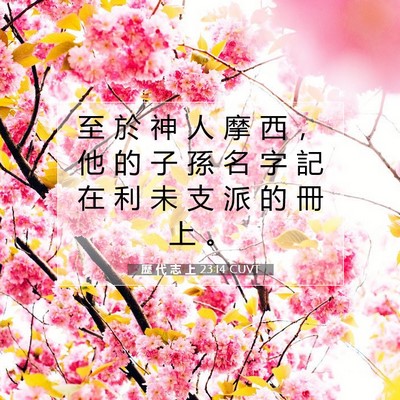 Picture 07 - 歷 代 志 上 23:14 CUVT - 至 於 神 人 摩 西 ， 他 的 子 孫 名 - Bible Verse Picture