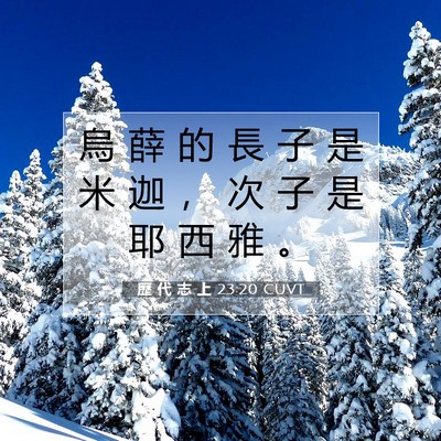 Picture 07 - 歷 代 志 上 23:20 CUVT - 烏 薛 的 長 子 是 米 迦 ， 次 子 是 - Bible Verse Picture