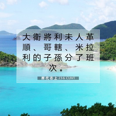 Picture 07 - 歷 代 志 上 23:6 CUVT - 大 衛 將 利 未 人 革 順 、 哥 轄 、 - Bible Verse Picture