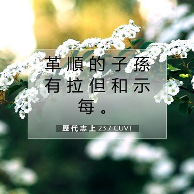 Picture 07 - 歷 代 志 上 23:7 CUVT - 革 順 的 子 孫 有 拉 但 和 示 每 - Bible Verse Picture