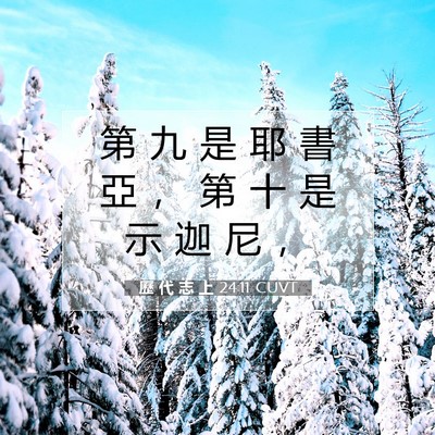 Picture 07 - 歷 代 志 上 24:11 CUVT - 第 九 是 耶 書 亞 ， 第 十 是 示 迦 - Bible Verse Picture
