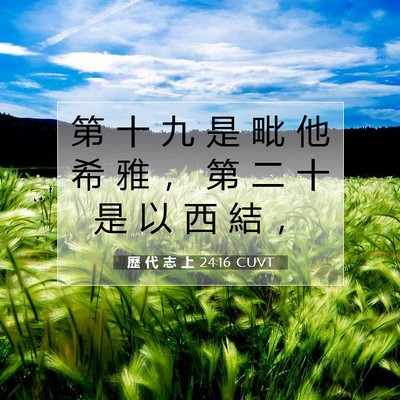 Picture 07 - 歷 代 志 上 24:16 CUVT - 第 十 九 是 毗 他 希 雅 ， 第 二 十 - Bible Verse Picture