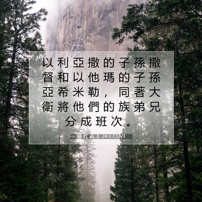 Picture 07 - 歷 代 志 上 24:3 CUVT - 以 利 亞 撒 的 子 孫 撒 督 和 以 他 - Bible Verse Picture