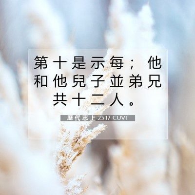 Picture 07 - 歷 代 志 上 25:17 CUVT - 第 十 是 示 每 ； 他 和 他 兒 子 並 - Bible Verse Picture