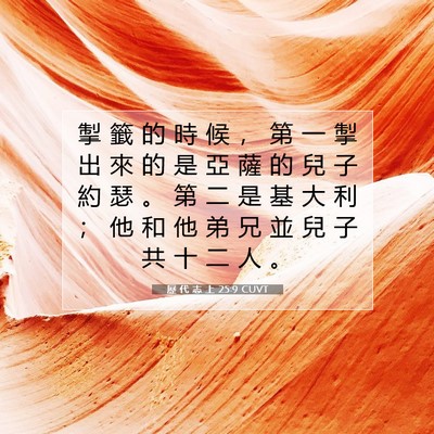 Picture 07 - 歷 代 志 上 25:9 CUVT - 掣 籤 的 時 候 ， 第 一 掣 出 來 的 - Bible Verse Picture