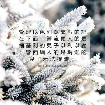 Picture 07 - 歷 代 志 上 27:16 CUVT - 管 理 以 色 列 眾 支 派 的 記 在 下 - Bible Verse Picture