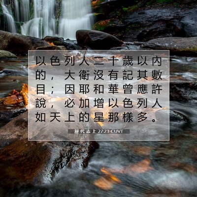 Picture 07 - 歷 代 志 上 27:23 CUVT - 以 色 列 人 二 十 歲 以 內 的 ， 大 - Bible Verse Picture