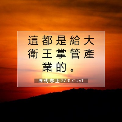 Picture 07 - 歷 代 志 上 27:31 CUVT - 這 都 是 給 大 衛 王 掌 管 產 業 的 - Bible Verse Picture