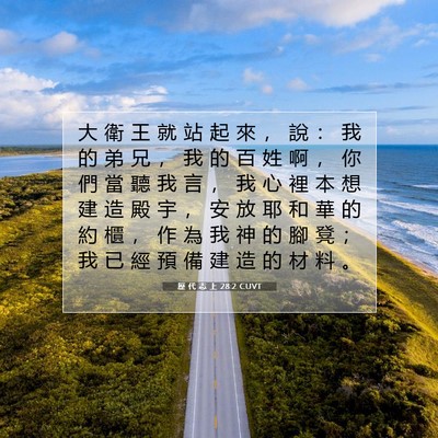 Picture 07 - 歷 代 志 上 28:2 CUVT - 大 衛 王 就 站 起 來 ， 說 ： 我 的 - Bible Verse Picture