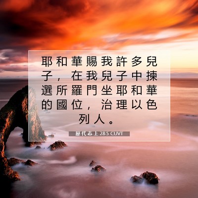 Picture 07 - 歷 代 志 上 28:5 CUVT - 耶 和 華 賜 我 許 多 兒 子 ， 在 我 - Bible Verse Picture