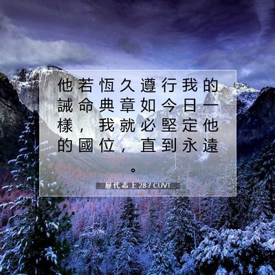 Picture 07 - 歷 代 志 上 28:7 CUVT - 他 若 恆 久 遵 行 我 的 誡 命 典 章 - Bible Verse Picture