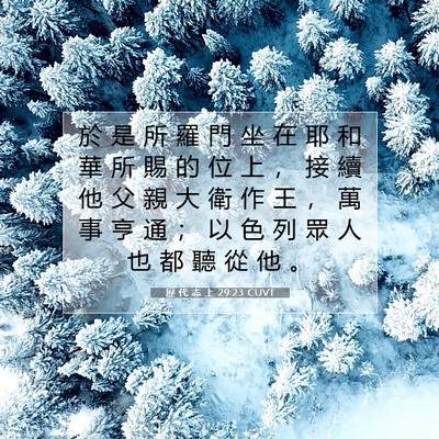 Picture 07 - 歷 代 志 上 29:23 CUVT - 於 是 所 羅 門 坐 在 耶 和 華 所 賜 - Bible Verse Picture