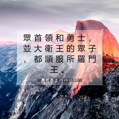 Picture 07 - 歷 代 志 上 29:24 CUVT - 眾 首 領 和 勇 士 ， 並 大 衛 王 的 - Bible Verse Picture