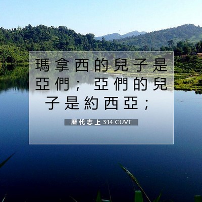Picture 07 - 歷 代 志 上 3:14 CUVT - 瑪 拿 西 的 兒 子 是 亞 們 ； 亞 們 - Bible Verse Picture