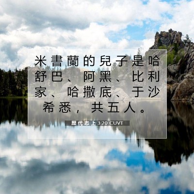Picture 07 - 歷 代 志 上 3:20 CUVT - 米 書 蘭 的 兒 子 是 哈 舒 巴 、 阿 - Bible Verse Picture