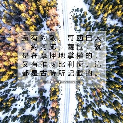 Picture 07 - 歷 代 志 上 4:22 CUVT - 還 有 約 敬 、 哥 西 巴 人 、 約 阿 - Bible Verse Picture
