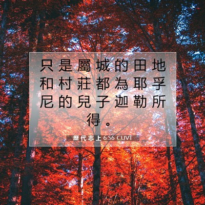 Picture 07 - 歷 代 志 上 6:56 CUVT - 只 是 屬 城 的 田 地 和 村 莊 都 為 - Bible Verse Picture