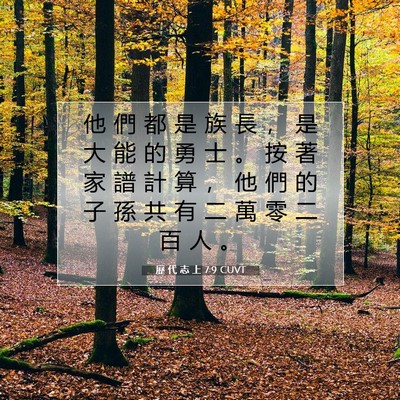 Picture 07 - 歷 代 志 上 7:9 CUVT - 他 們 都 是 族 長 ， 是 大 能 的 勇 - Bible Verse Picture