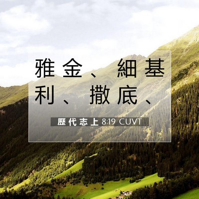 Picture 07 - 歷 代 志 上 8:19 CUVT - 雅 金 、 細 基 利 、 撒 底 - Bible Verse Picture