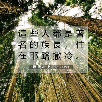 Picture 07 - 歷 代 志 上 8:28 CUVT - 這 些 人 都 是 著 名 的 族 長 ， 住 - Bible Verse Picture