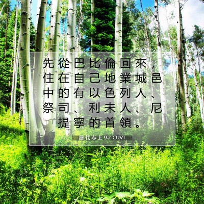 Picture 07 - 歷 代 志 上 9:2 CUVT - 先 從 巴 比 倫 回 來 ， 住 在 自 己 - Bible Verse Picture
