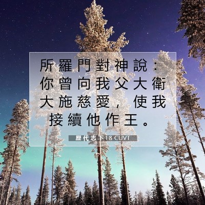 Picture 07 - 歷 代 志 下 1:8 CUVT - 所 羅 門 對 神 說 ： 你 曾 向 我 父 - Bible Verse Picture