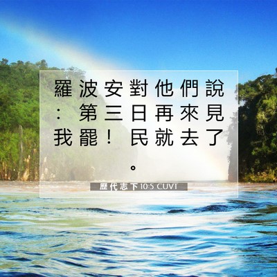 Picture 07 - 歷 代 志 下 10:5 CUVT - 羅 波 安 對 他 們 說 ： 第 三 日 再 - Bible Verse Picture
