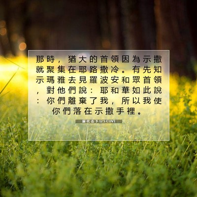 Picture 07 - 歷 代 志 下 12:5 CUVT - 那 時 ， 猶 大 的 首 領 因 為 示 撒 - Bible Verse Picture