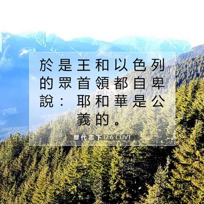 Picture 07 - 歷 代 志 下 12:6 CUVT - 於 是 王 和 以 色 列 的 眾 首 領 都 - Bible Verse Picture