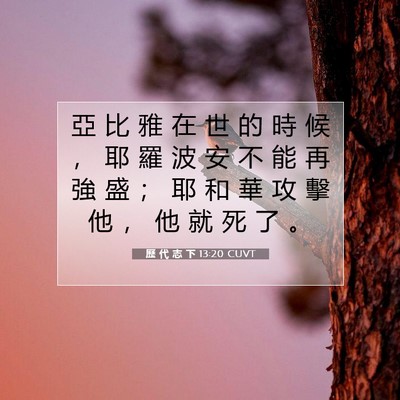 Picture 07 - 歷 代 志 下 13:20 CUVT - 亞 比 雅 在 世 的 時 候 ， 耶 羅 波 - Bible Verse Picture