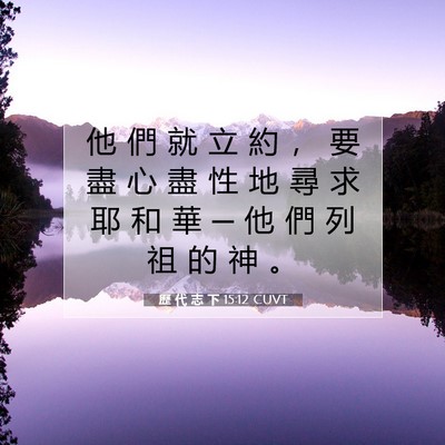 Picture 07 - 歷 代 志 下 15:12 CUVT - 他 們 就 立 約 ， 要 盡 心 盡 性 地 - Bible Verse Picture