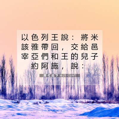 Picture 07 - 歷 代 志 下 18:25 CUVT - 以 色 列 王 說 ： 將 米 該 雅 帶 回 - Bible Verse Picture