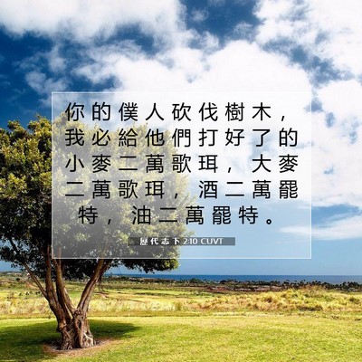 Picture 07 - 歷 代 志 下 2:10 CUVT - 你 的 僕 人 砍 伐 樹 木 ， 我 必 給 - Bible Verse Picture
