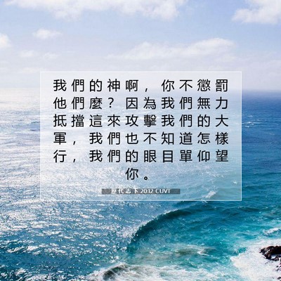 Picture 07 - 歷 代 志 下 20:12 CUVT - 我 們 的 神 啊 ， 你 不 懲 罰 他 們 - Bible Verse Picture