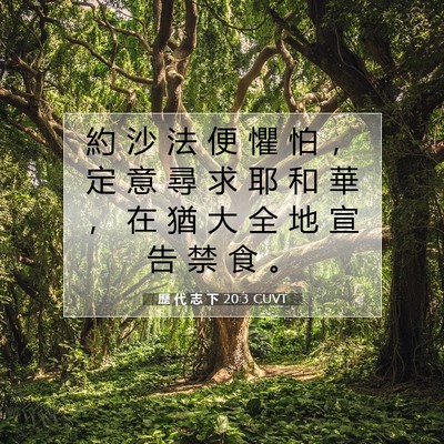 Picture 07 - 歷 代 志 下 20:3 CUVT - 約 沙 法 便 懼 怕 ， 定 意 尋 求 耶 - Bible Verse Picture