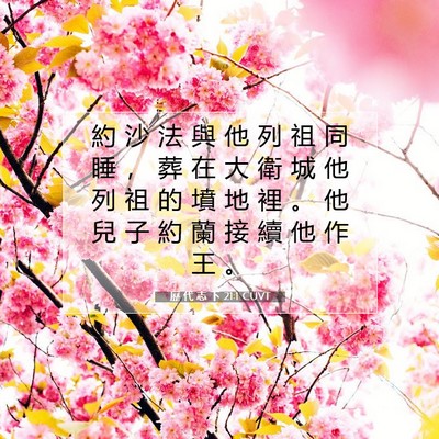 Picture 07 - 歷 代 志 下 21:1 CUVT - 約 沙 法 與 他 列 祖 同 睡 ， 葬 在 - Bible Verse Picture