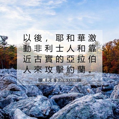 Picture 07 - 歷 代 志 下 21:16 CUVT - 以 後 ， 耶 和 華 激 動 非 利 士 人 - Bible Verse Picture