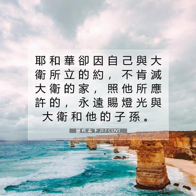 Picture 07 - 歷 代 志 下 21:7 CUVT - 耶 和 華 卻 因 自 己 與 大 衛 所 立 - Bible Verse Picture