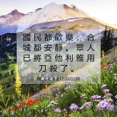 Picture 07 - 歷 代 志 下 23:21 CUVT - 國 民 都 歡 樂 ， 合 城 都 安 靜 。 - Bible Verse Picture