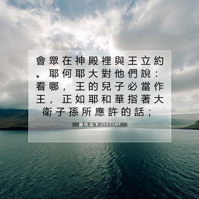 Picture 07 - 歷 代 志 下 23:3 CUVT - 會 眾 在 神 殿 裡 與 王 立 約 。 耶 - Bible Verse Picture