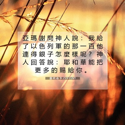 Picture 07 - 歷 代 志 下 25:9 CUVT - 亞 瑪 謝 問 神 人 說 ： 我 給 了 以 - Bible Verse Picture